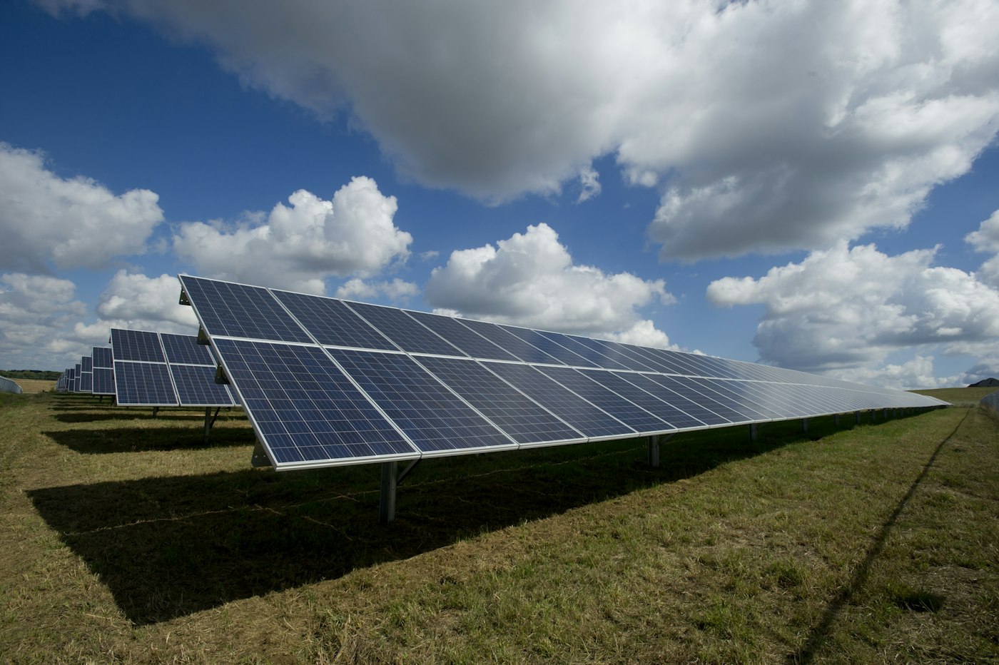 Rooftop solar array on a building