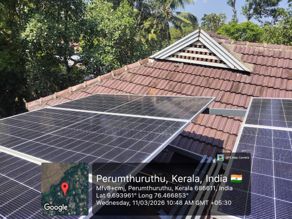 Santhosh Kumar B. — Kallara · 3 kW സോളാർ ഇൻസ്റ്റാളേഷൻ